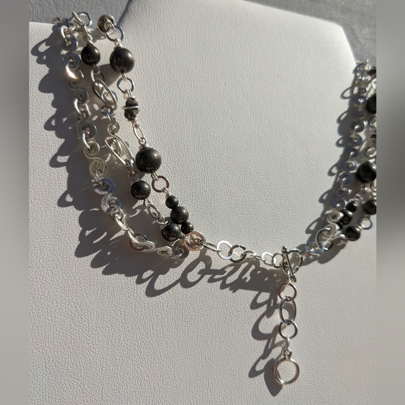 ✨sold✨ Pyrite Abundance Crystals Silver Necklace Artisan Impression Jasper - Picture 15 of 15